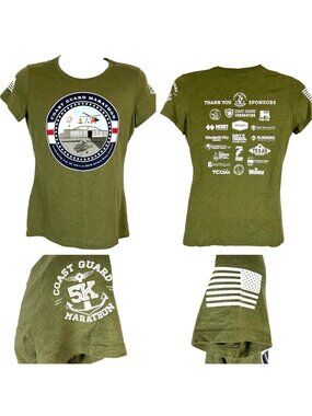 USCG Coast Guard 5K Marathon Womens T-Shirt size M/L  37x25 Elizabeth City NC